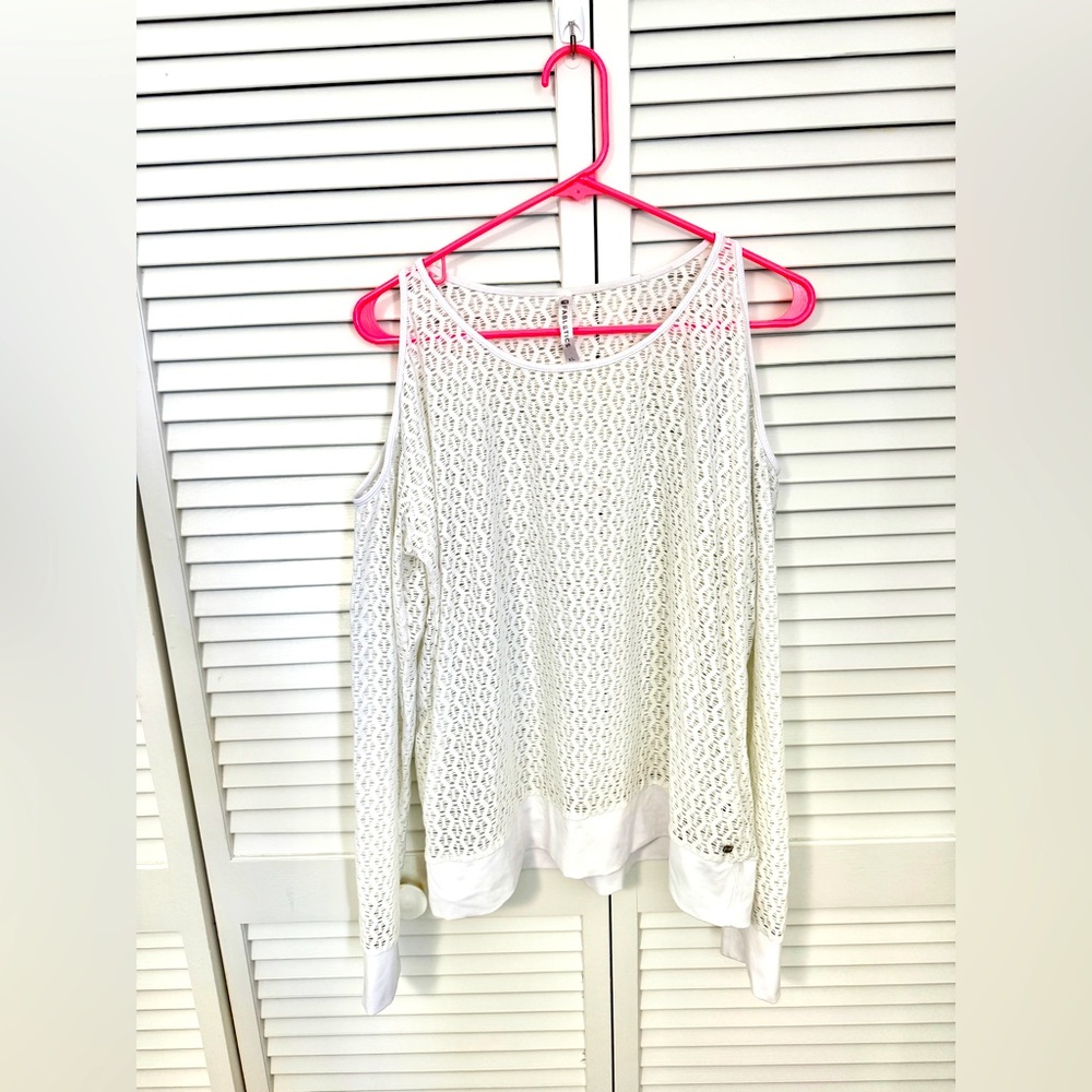 Fabletics White Open-Knit Women's Sweater Size XL